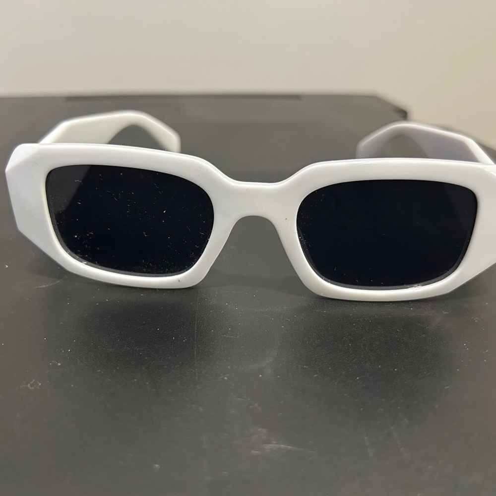 White Rectangular Sunglasses - image 1